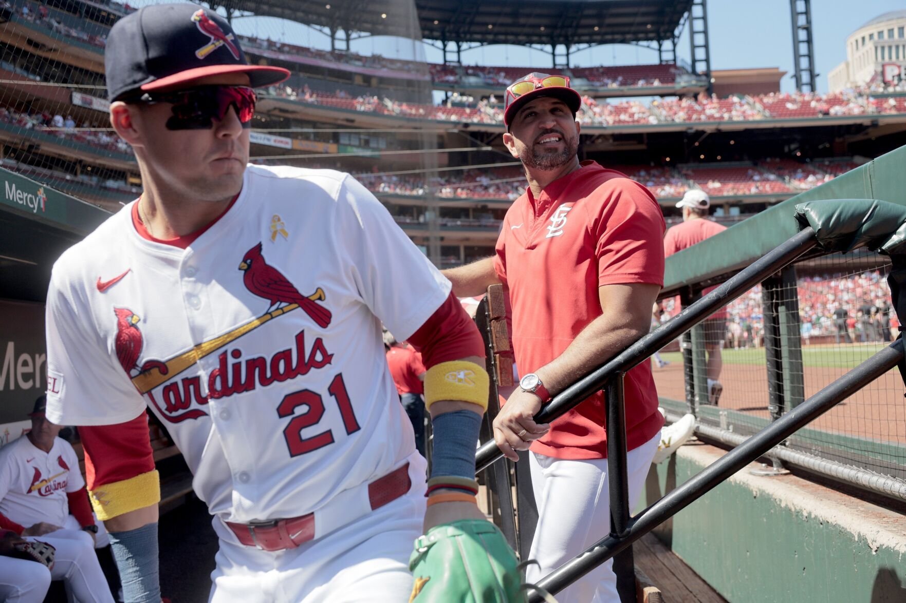 The St. Louis Cardinals host the San Francisco Giants